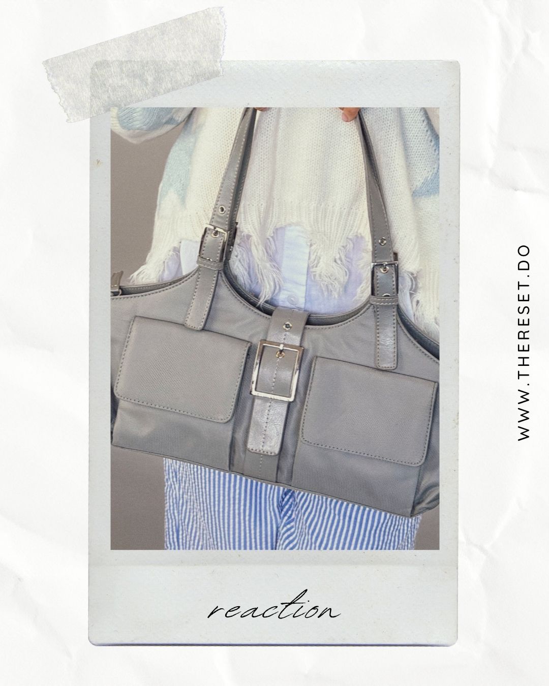 BOLSO Y2K GRIS CON HEBILLA Y BOLSILLOS DELANTEROS | KENNETH COLE REACTION