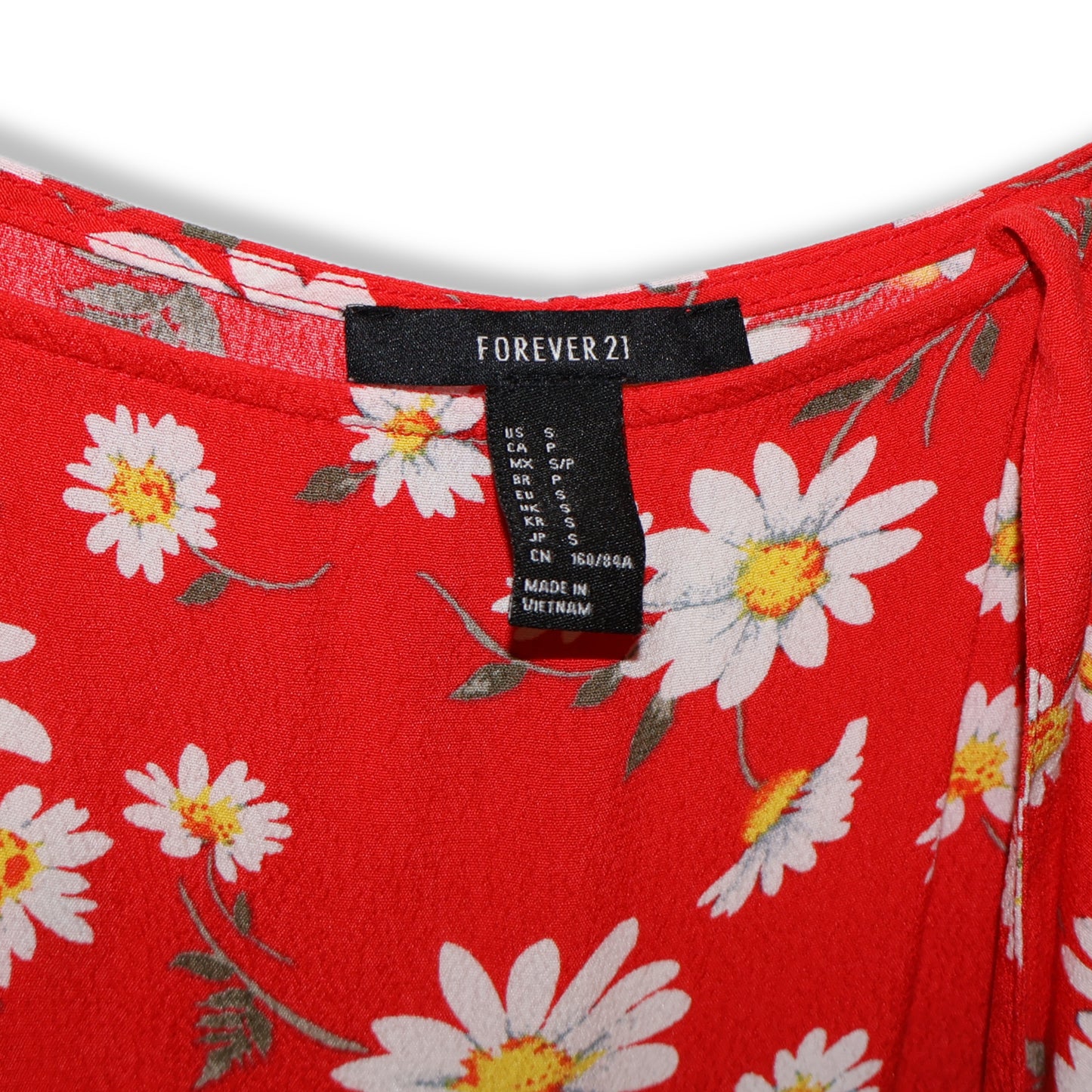 VESTIDO ROJO CON FLORES Y HOMBROS DESCUBIERTOS | FOREVER 21 | TALLA S