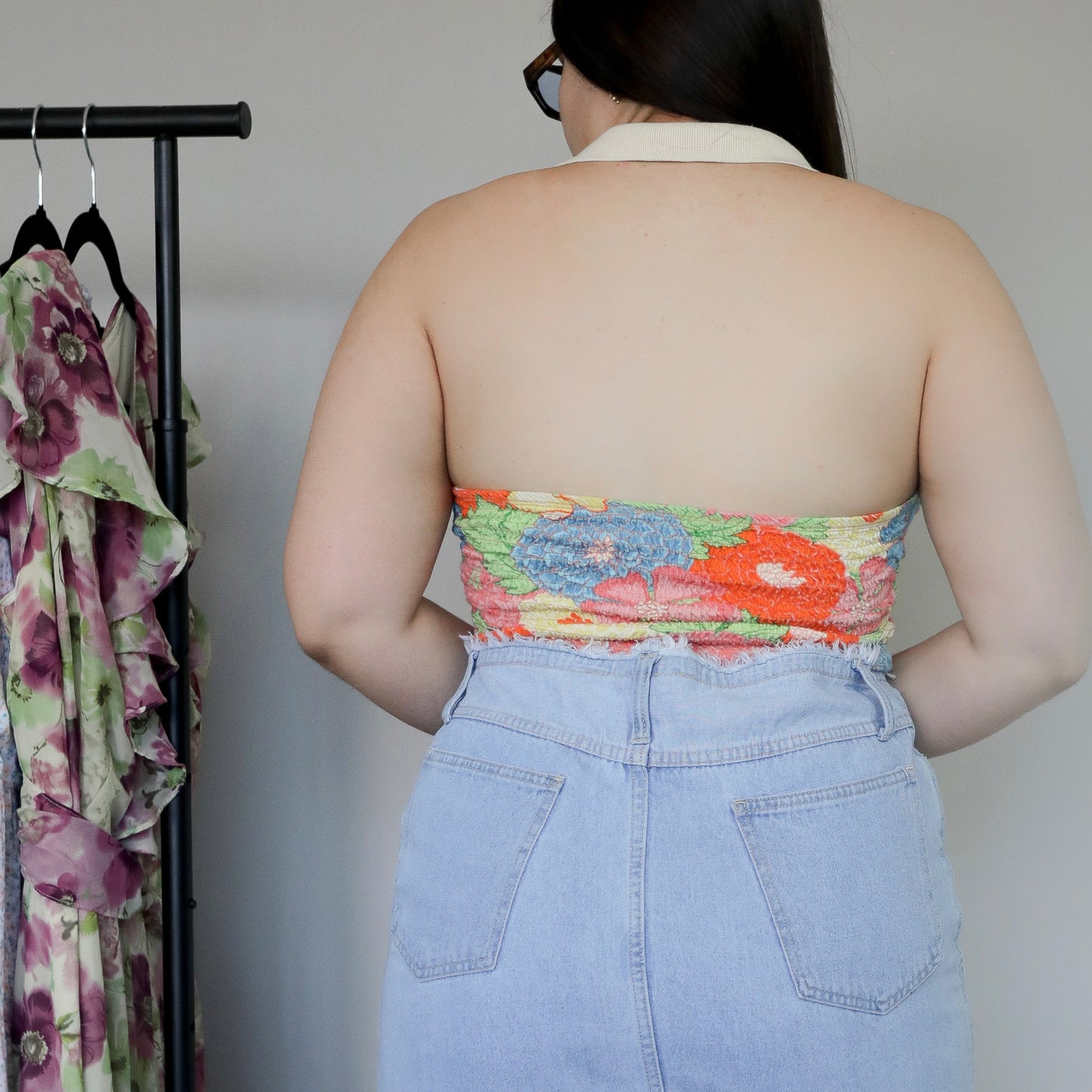TOP HALTER FLOREADO AJUSTADO | ZARA | L