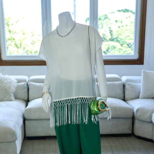 TOP BLANCO CON FLECOS | TALLA M/ L