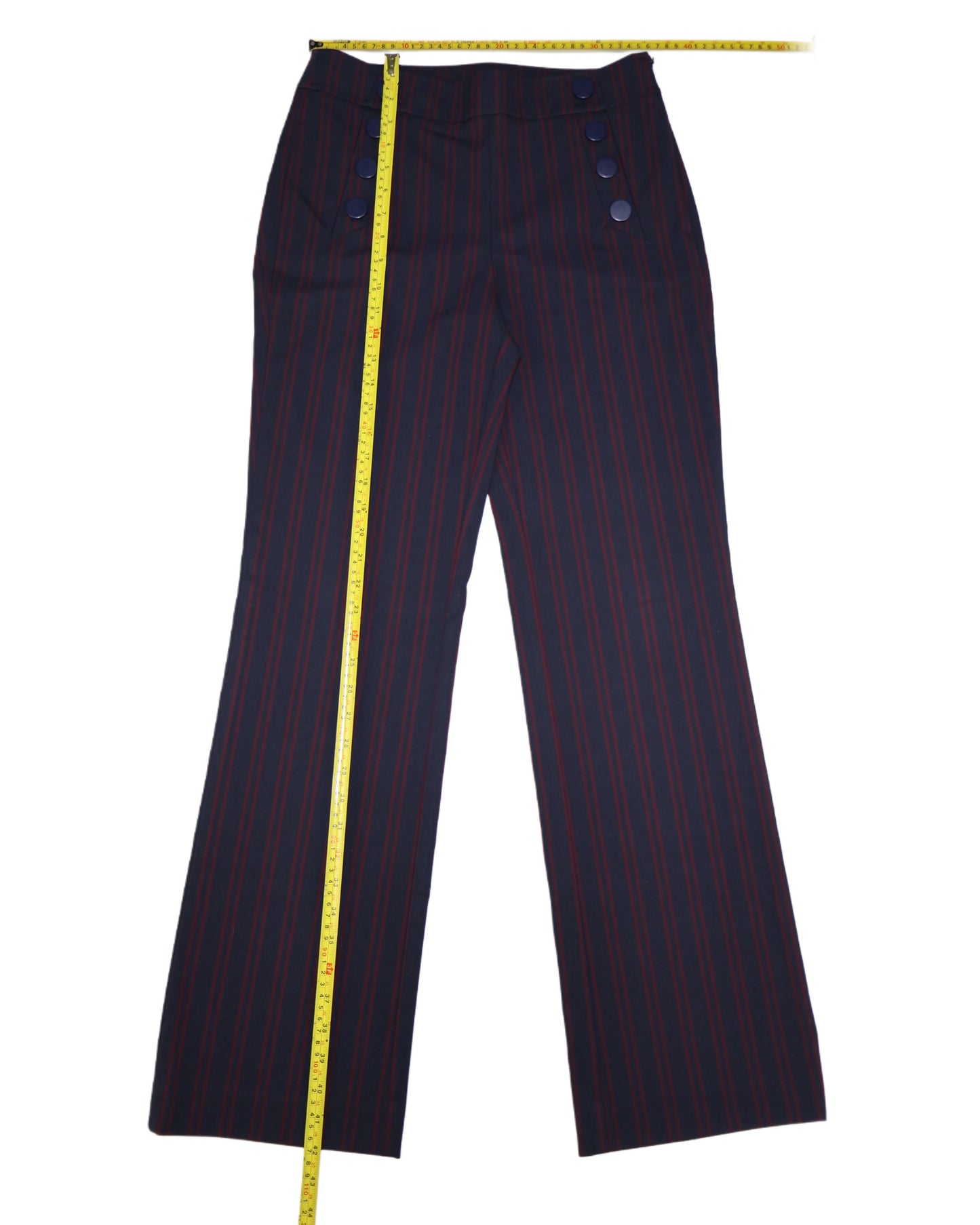 PANTALÓN DE RAYAS AZUL MARINO CON BOTONES | LOFT | TALLA 4