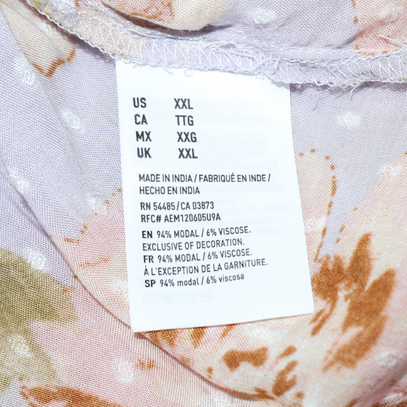 BLUSA OFF-SHOULDER CON ESTAMPADO FLORAL LILA | AMERICAN EAGLE OUTFITTERS | TALLA XXL