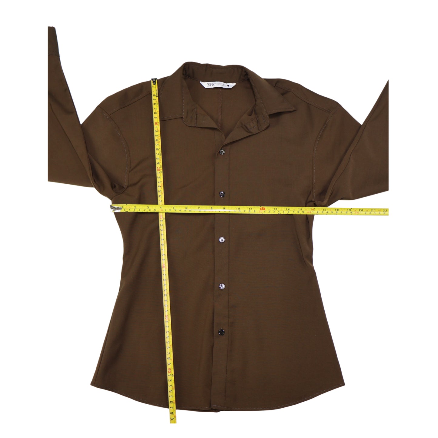 CAMISA MANGA LARGA MARRÓN | ZARA | TALLA S (OVERSIZE)