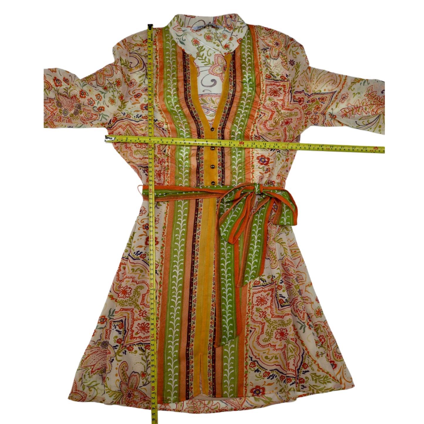 VESTIDO MINI ESTAMPADO MANGA LARGA | ZARA | TALLA M