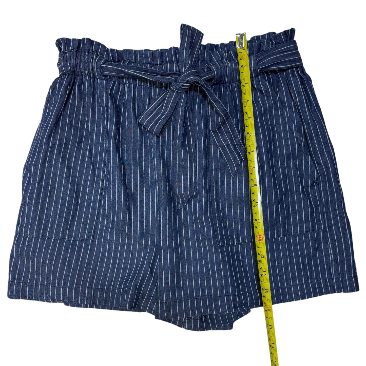 SHORTS ESTILO PAPERBAG DE RAYAS AZUL | MI AMI | TALLA L