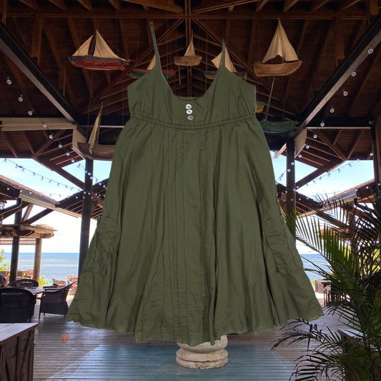 VESTIDO MIDI VERDE OLIVA | MAX RAVE | XS