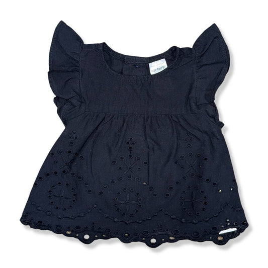 TOP NEGRO CON BORDADO EYELET PARA BEBÉS | CARTER’S | TALLA NB
