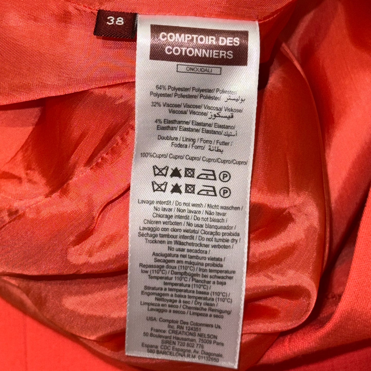 VESTIDO CORAL CON ESCOTE HALTER | COMPTOIR DES COTONNIERS | 38 (US 6)