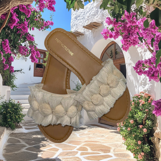 SANDALIAS BEIGE CON DETALLES DE BORLAS | PRETTY LITTLE THING | 7