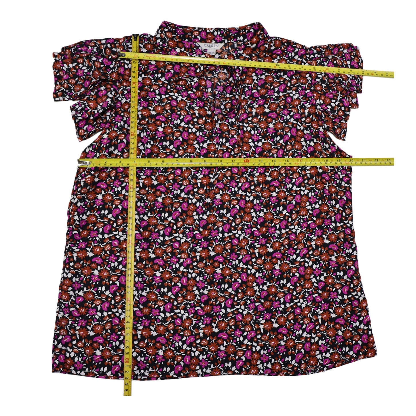 BLUSA CON ESTAMPADO FLORAL MANGAS CORTAS | CAMILA CASUAL | TALLA L