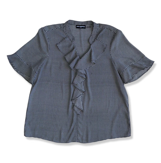BLUSA HOUNDSTOOTH CON VOLANTES FRONTALES | KARL LAGERFELD | TALLA XL