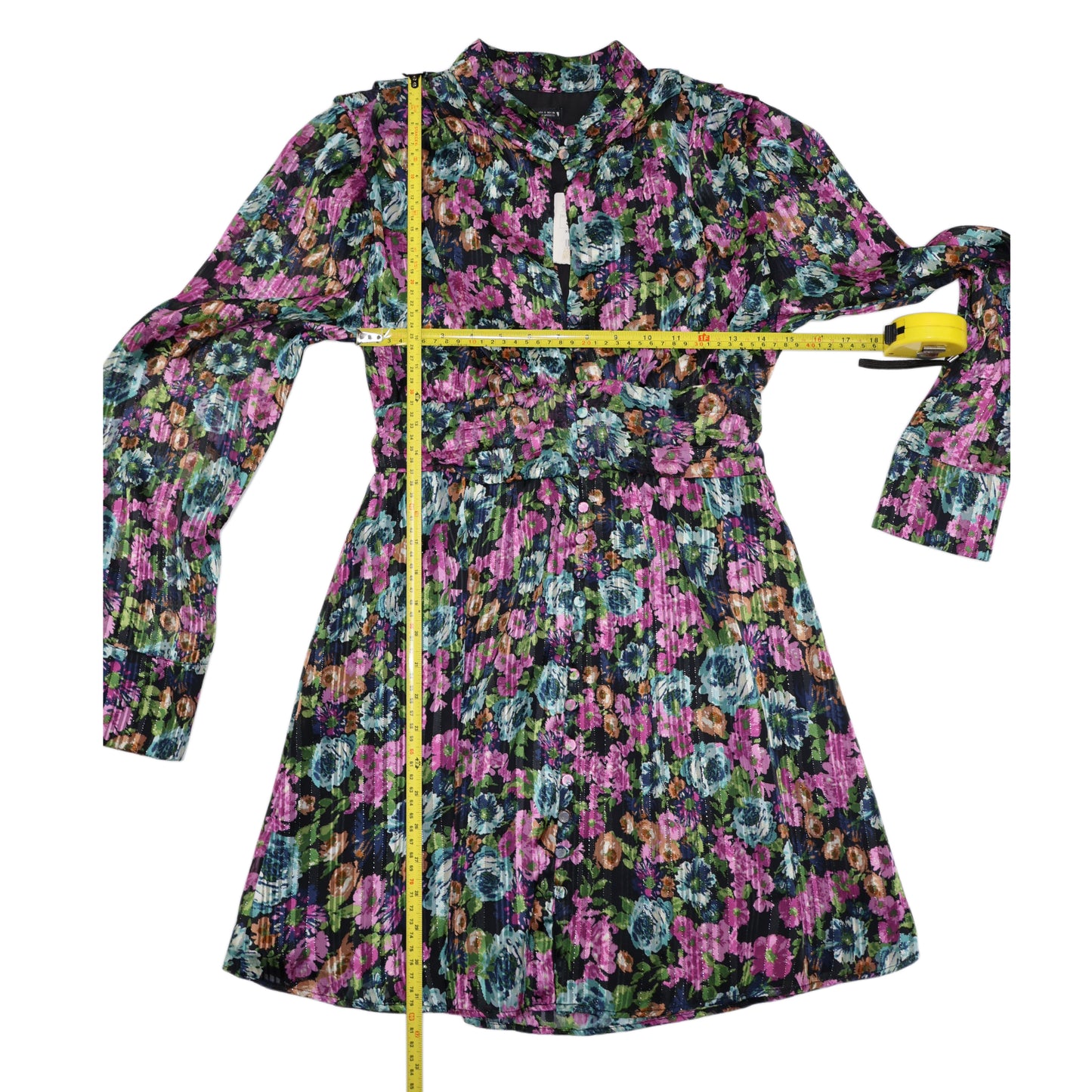 NUEVO CON ETIQUETA | VESTIDO CORTO CON ESTAMOADO FLORAL | ZARA | TALLA S