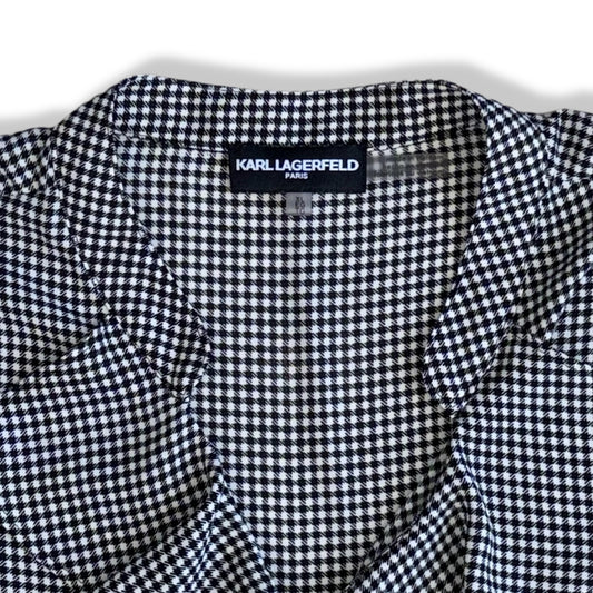 BLUSA HOUNDSTOOTH CON VOLANTES FRONTALES | KARL LAGERFELD | TALLA XL