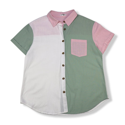 CAMISA COLOR BLOCK DE ALGODÓN | ZEAGOO | TALLA L