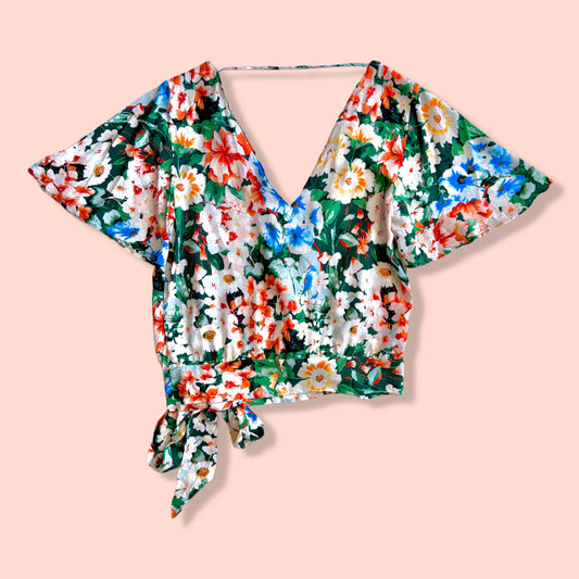 BLUSA CRUZADA ESTAMPADO FLORAL | ZARA BASIC | XS