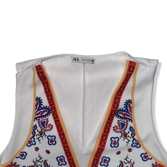 VESTIDO BLANCO CON ESTAMPADO PAISLEY | ZARA | S