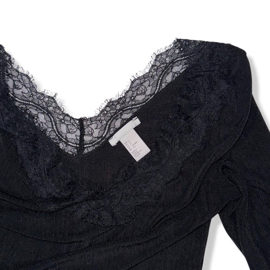 BLUSA NEGRA CON ENCAJE | H&M | S