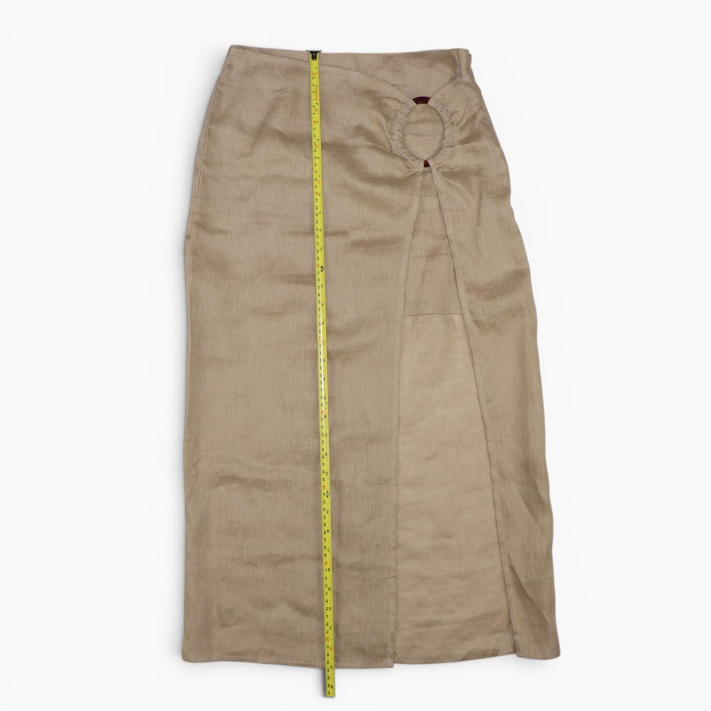 FALDA MIDI KHAKI DE LINO | ZARA | TALLA XS