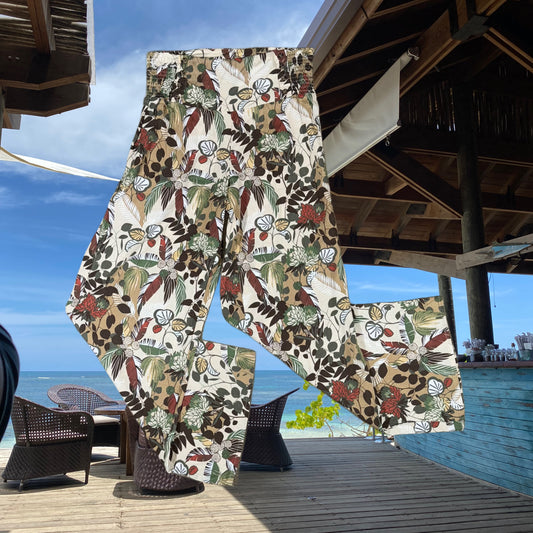 PANTALONES PALAZZO CON ESTAMPADO TROPICAL | CATO | M