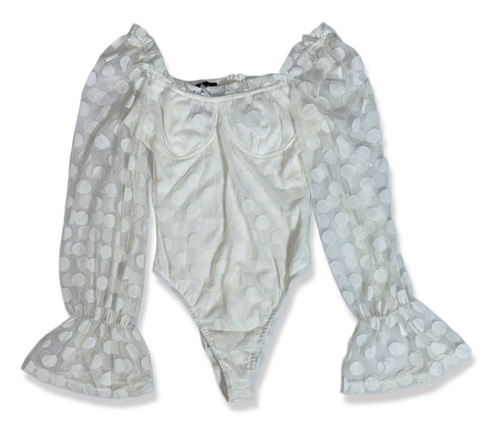 BODY BLANCO CON MANGAS TRANSPARENTES DE LUNARES | EILLY BAZAR | TALLA XS