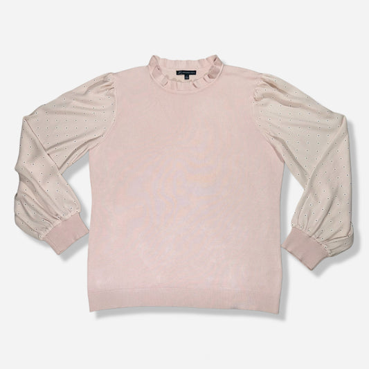 TOP CON MANGAS ESTAMPADAS CON VOLANTES | ADRIANNA PAPELL | M