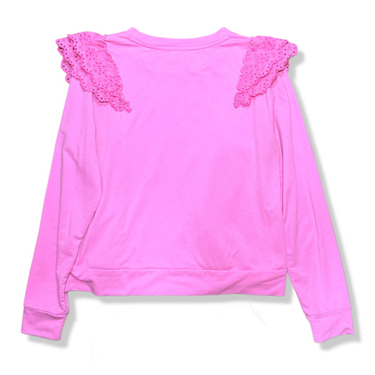 SUDADERA ROSA NEÓN CON VOLANTES BORDADOS | LILLY PULITZER | TALLA S