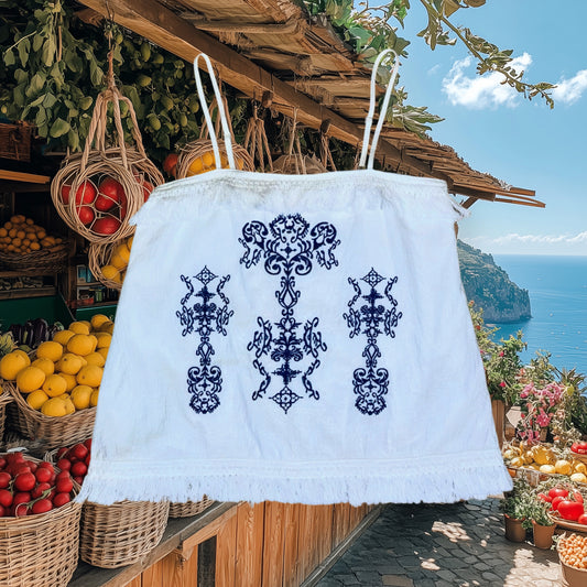 BLUSA BORDADA BLANCA CON FLECOS | S