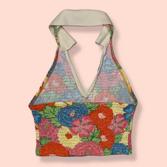 TOP HALTER FLOREADO AJUSTADO | ZARA | L