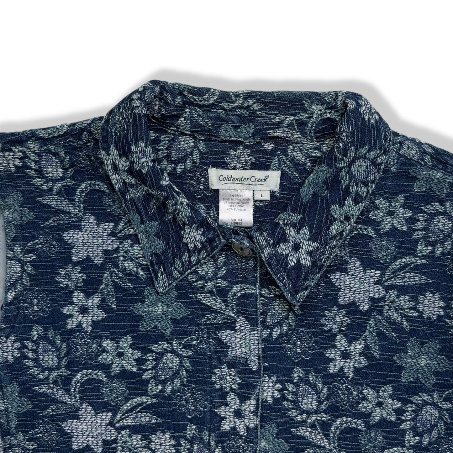 CHALECO DENIM CON ESTAMPADO FLORAL | COLDWATER CREEK | TALLA L