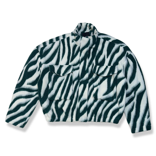 CHAQUETA FAUX FUR CON ESTAMPADO DE CEBRA VERDE | FASHION NOVA | 1X