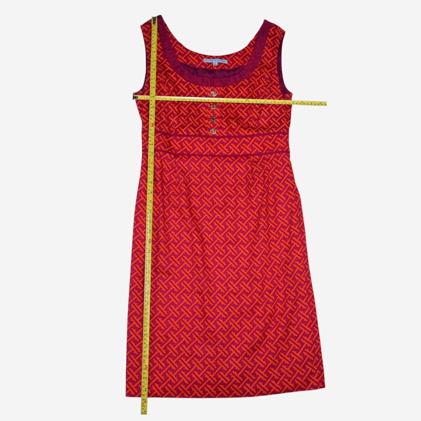 VESTIDO SIN MANGAS CON ESTAMPADO GEOMÉTRICO | ANTONIO MELANI | TALLA 8