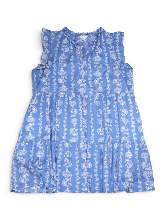 VESTIDO CORTO AZUL CON ESTAMPADO FLORAL BLANCO | TIME & TRU | TALLA XXL (20)