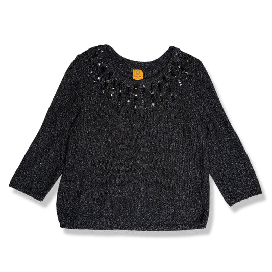 SUÉTER MANGA LARGA TEJIDO CON ACABADO METÁLICO | RUBY RD | 2X