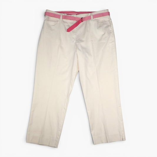 PANTALÓN CAPRI CREMA CON CINTURÓN ROSADO | JONES NEW YORK SIGNATURE | TALLA 16 (XL)