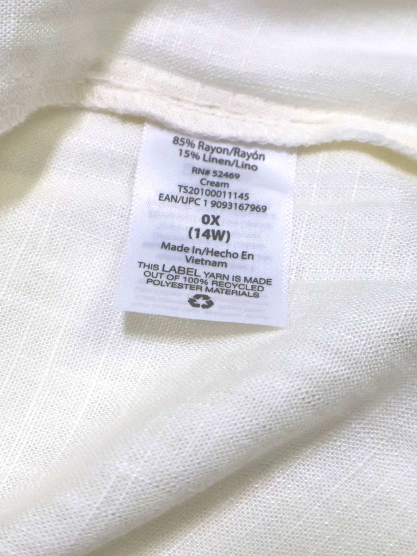 BLUSA DE MEZCLA DE LINO SIN MANGAS | TERRA & SKY | TALLA 0X (14W)
