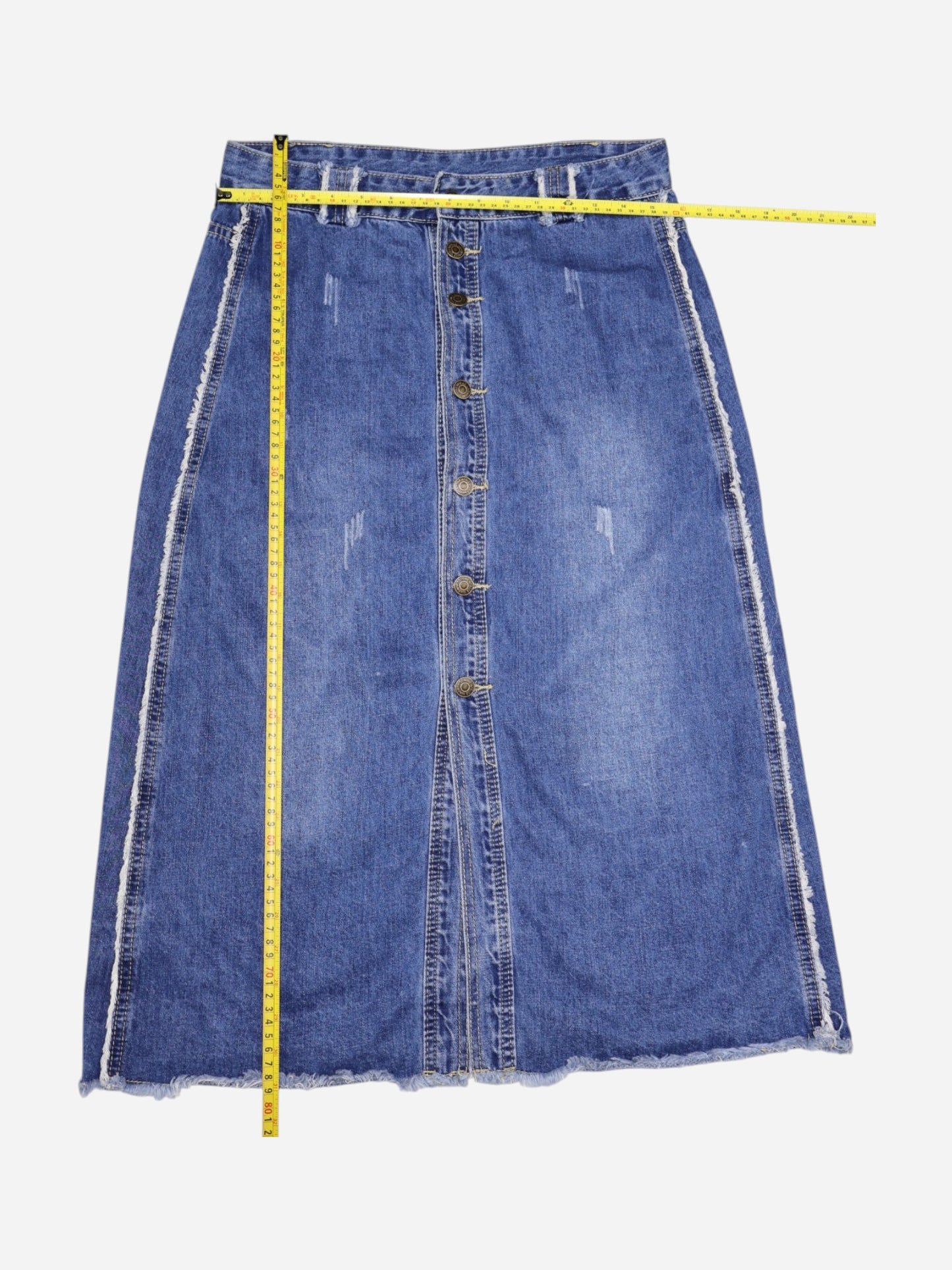 FALDA JEAN MIDI CON BOTONES FRONTALES | TALLA 29 (M)