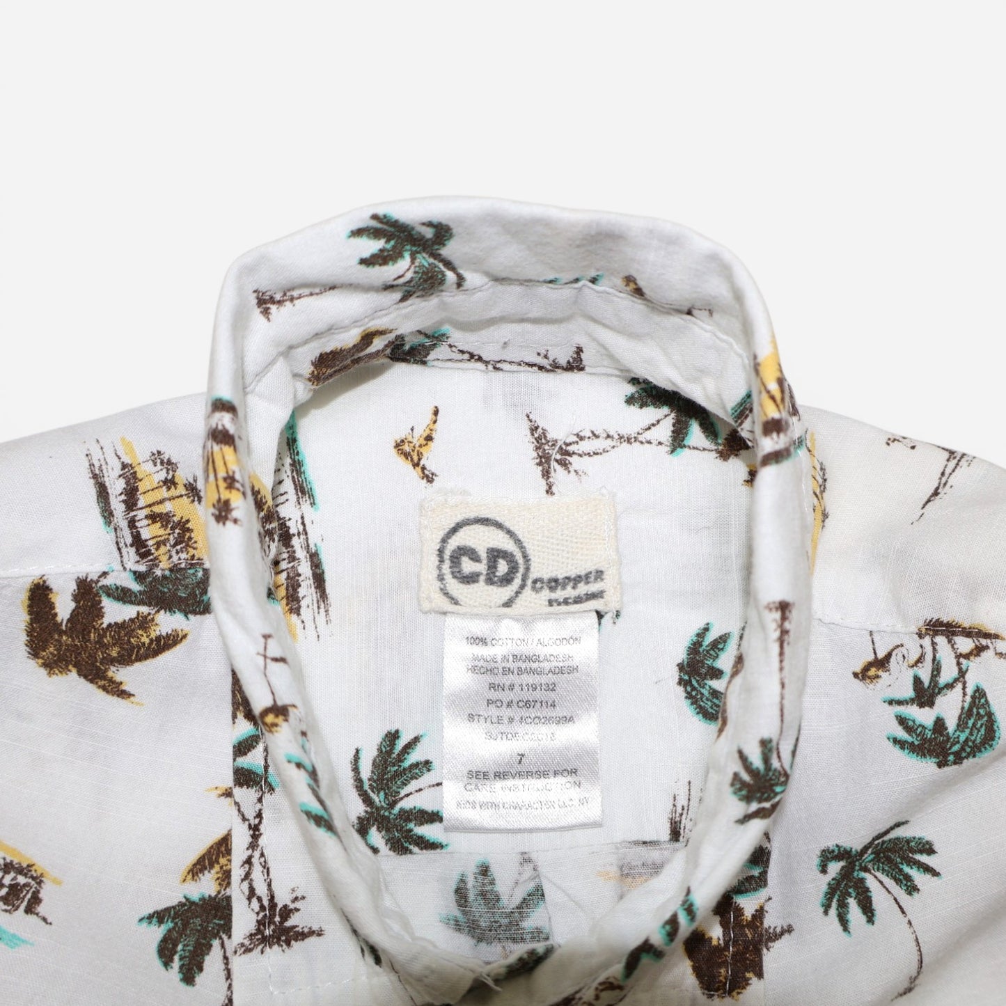CAMISA MANGA CORTA CON ESTAMPADO TROPICAL | COPPER DENIM | TALLA 7