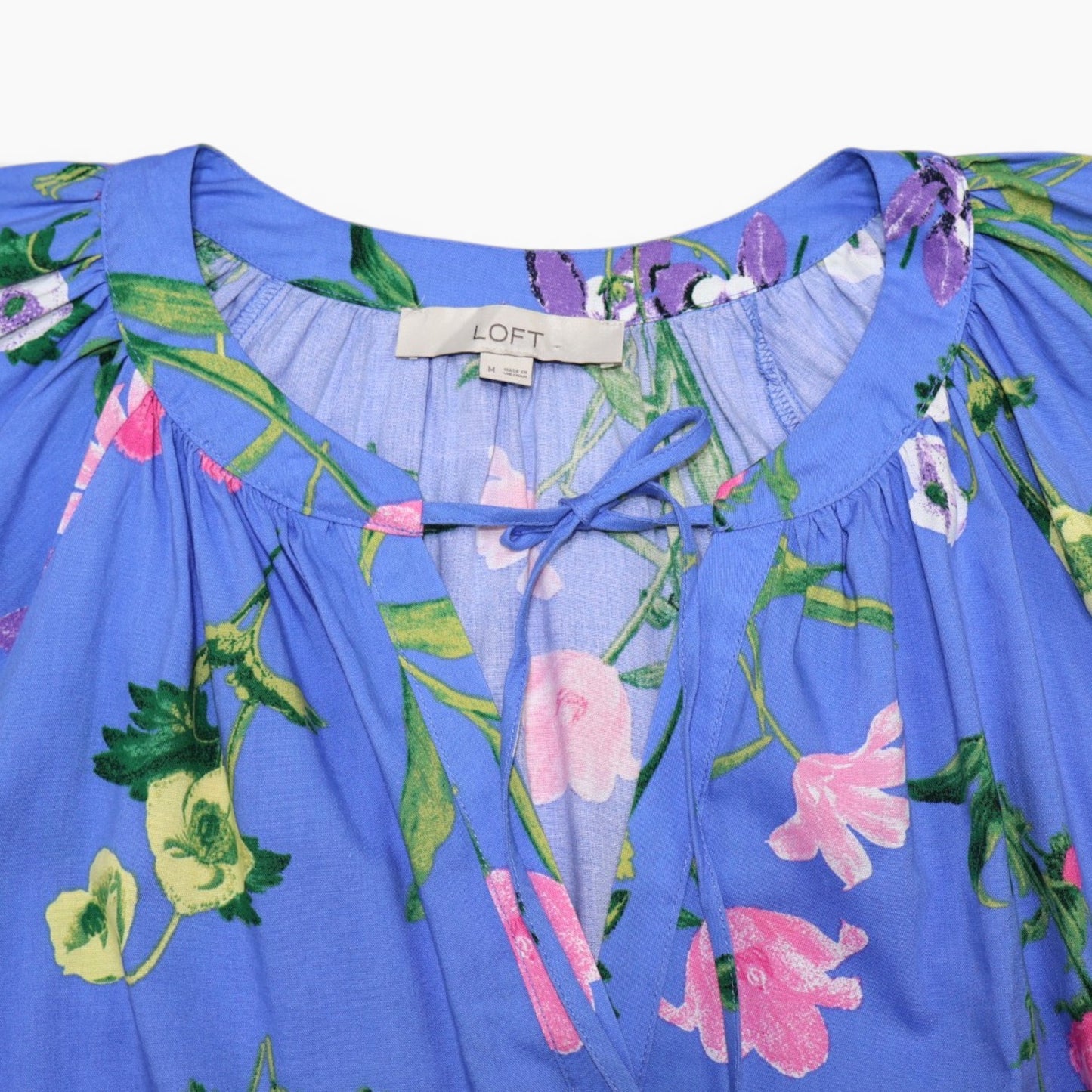 BLUSA AZUL CON ESTAMPADO FLORAL | LOFT | TALLA M