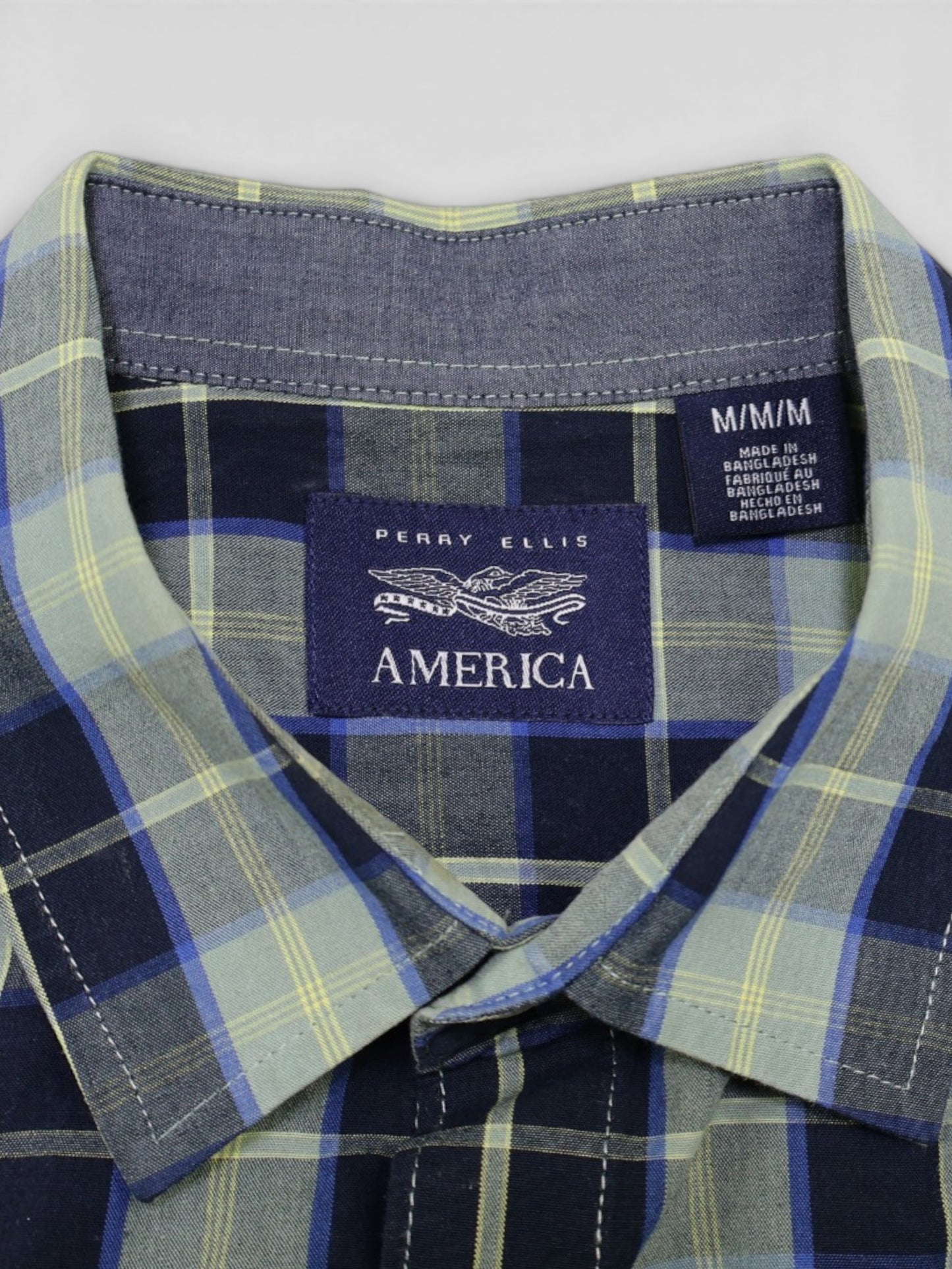 CAMISA DE CUADROS MANGA CORTA | PERRY ELLIS | TALLA M