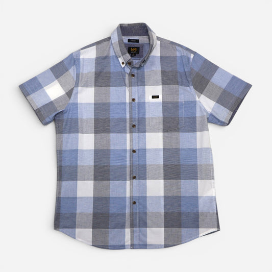 CAMISA MANGA CORTA DE CUADROS AZUL Y GRIS | LEE | TALLA M