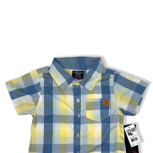 ROMPER A CUADROS AMARILLO Y AZUL PARA NIÑOS | AMERICAN HAWK | 12M
