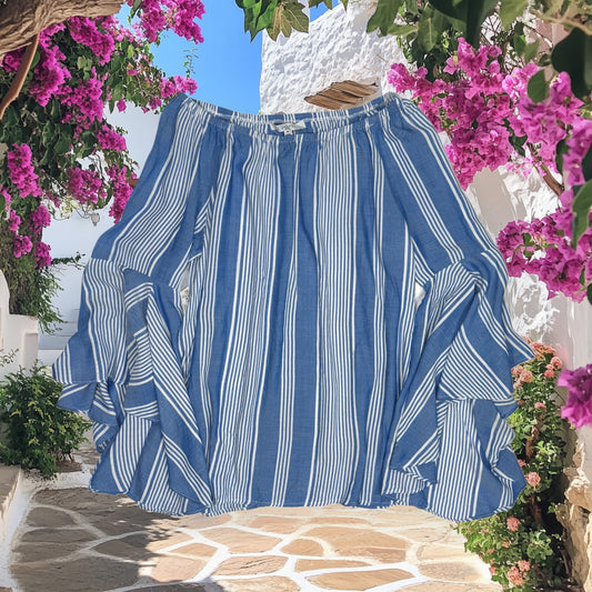 BLUSA ESTILO BOHO DE RAYAS AZUL | FEVER | S