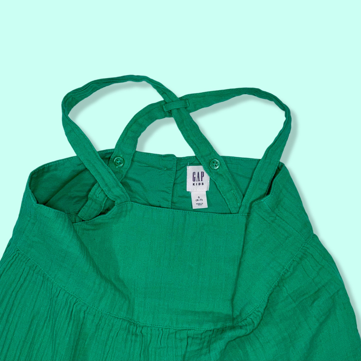 VESTIDO VERDE CON TIRANTES AJUSTABLES PARA NIÑAS | GAP KIDS | S (6/7)