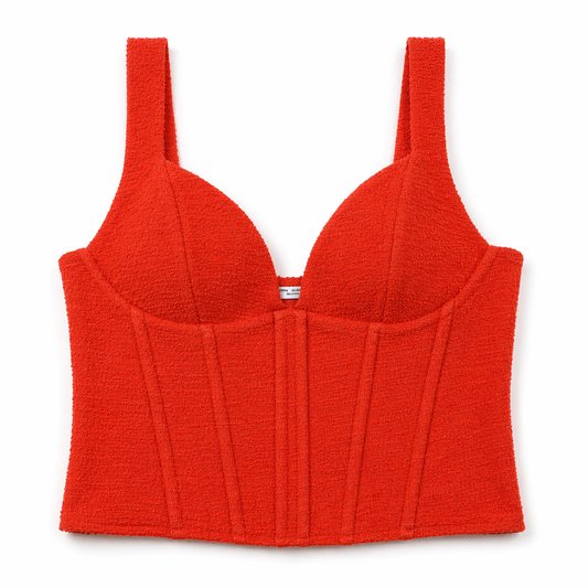 TOP TIPO CORSET ROJO TEXTURIZADO | ZARA | TALLA L