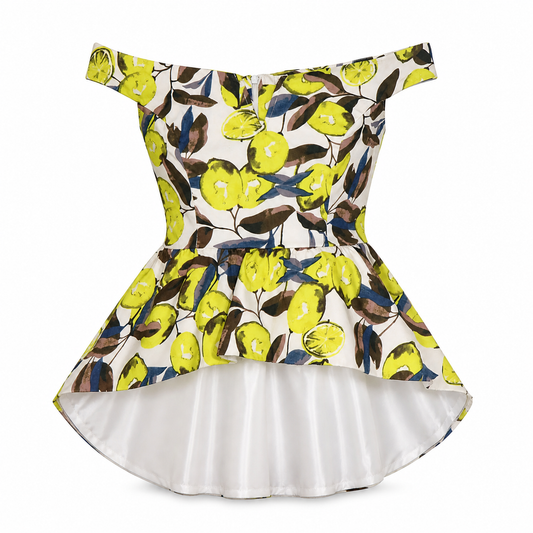 TOP PEPLUM CON ESTAMPADO DE LIMONES | MUSTARD SEED | TALLA XS