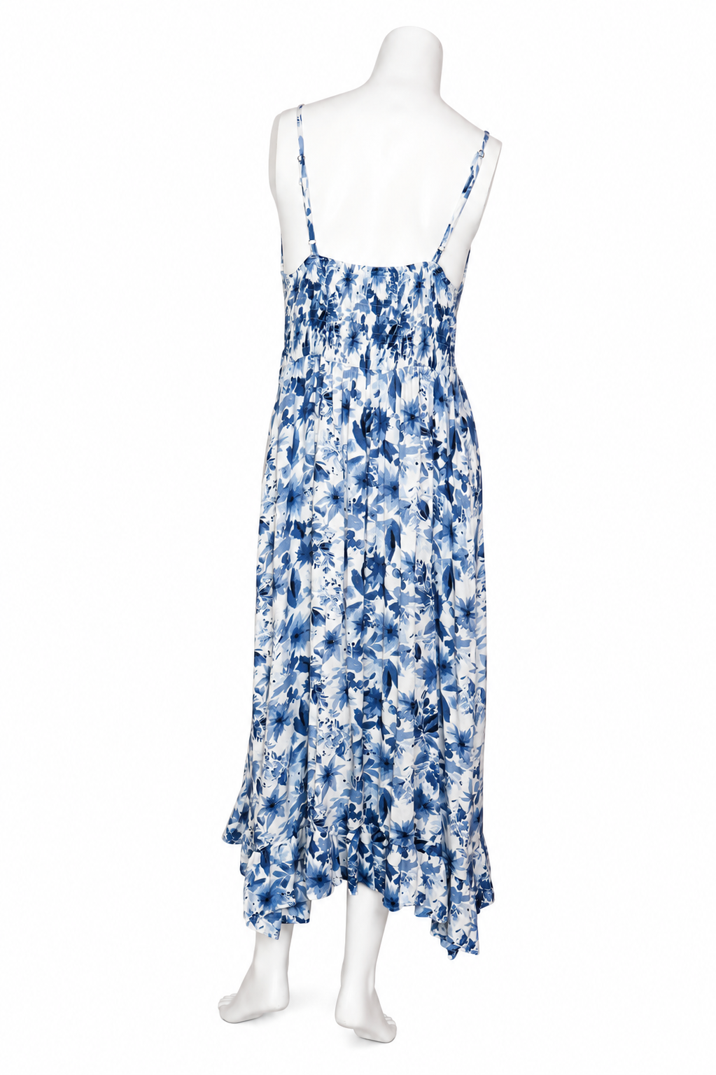 VESTIDO MIDI FLORAL AZUL Y BLANCO | SPLA | TALLA S