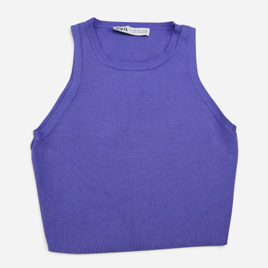 TOP CORTO DE PUNTO SIN MANGAS | ZARA | TALLA S