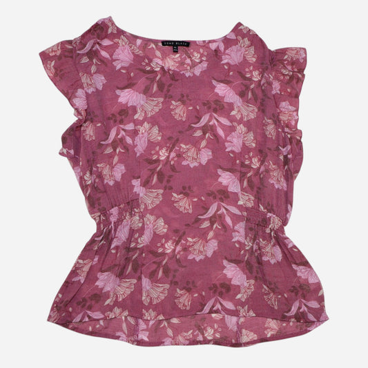 BLUSA FLORAL DE MANGAS CON VOLANTES | COMO BLACK | TALLA XL