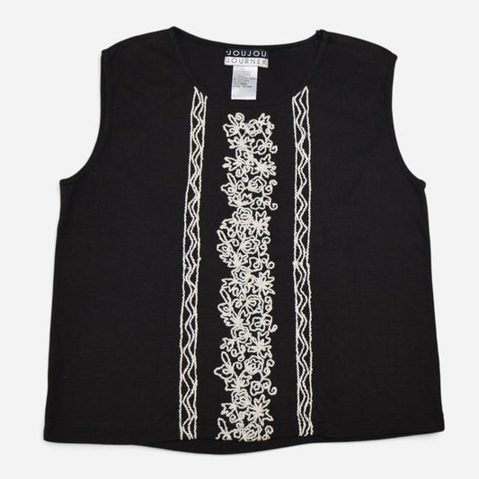 TOP SIN MANGAS CON BORDADO FLORAL | JOUJOU JOURNEY | TALLA M