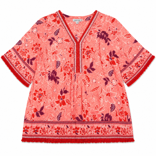 BLUSA CORAL CON ESTAMPADO FLORAL | AVENUE | TALLA 3X